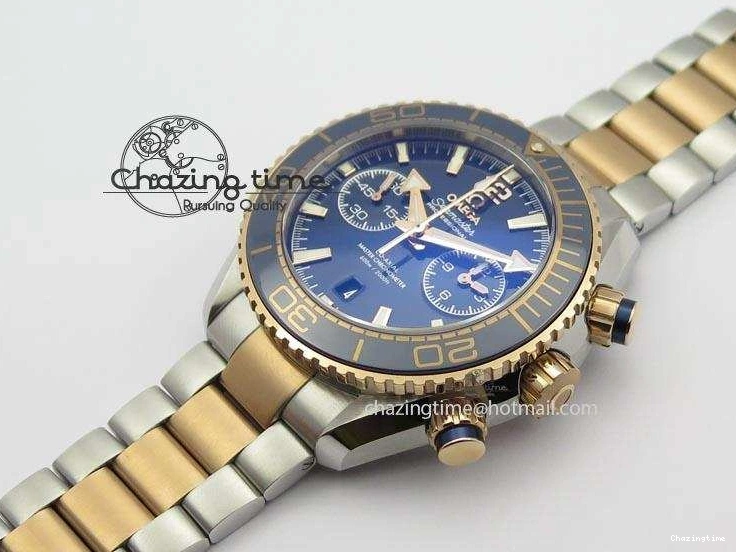 0209 FlexibleFit Seamaster Professional Chrono SS RG Blue Ceramic Blue Dial On SS RG Bracelet A 8211